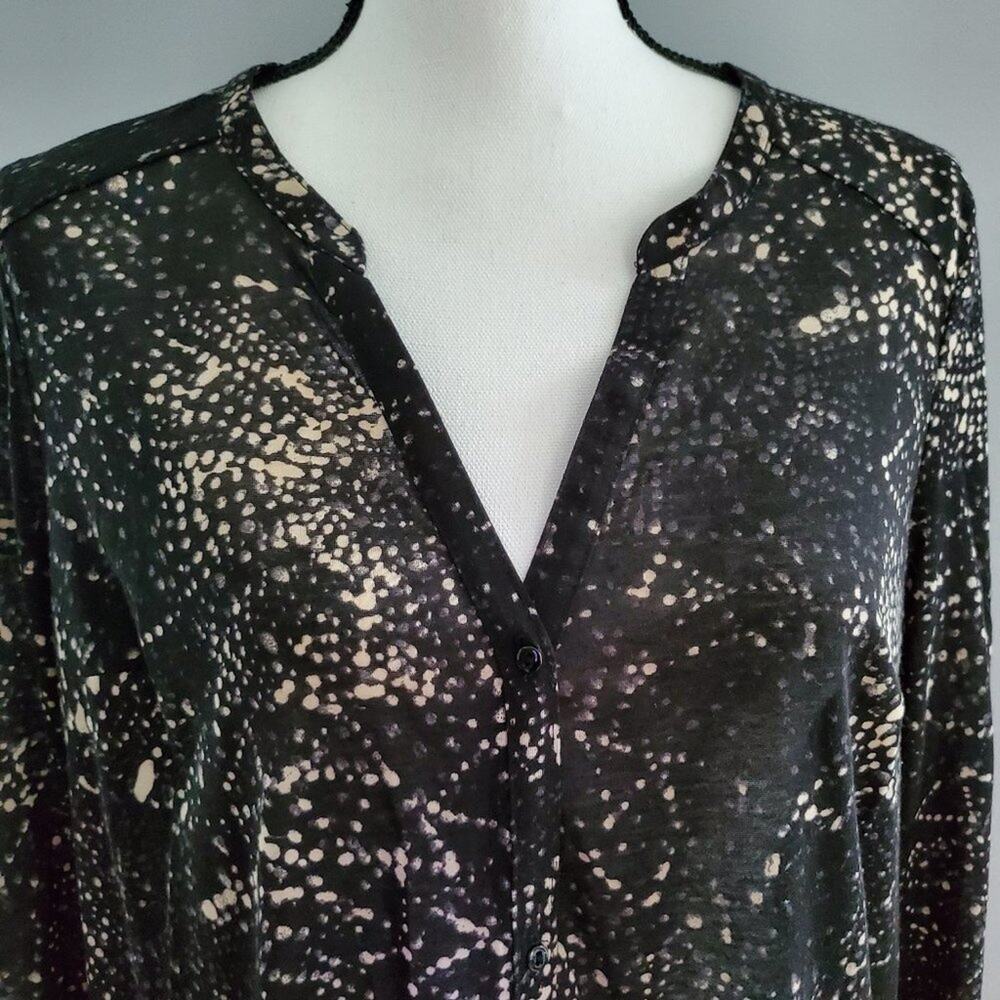 H&M Long Button Down Long Sleeve Black Sheer Shirt Size M - Picture 5 of 11